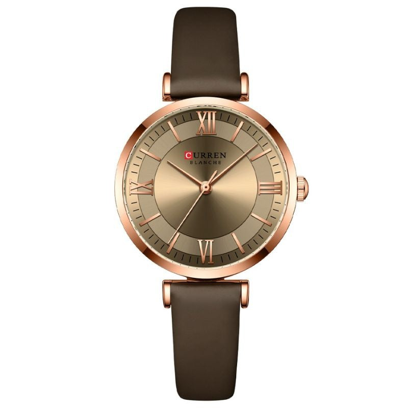 Amelia – Elegant Waterproof Leather Strap Watch with Classic Design