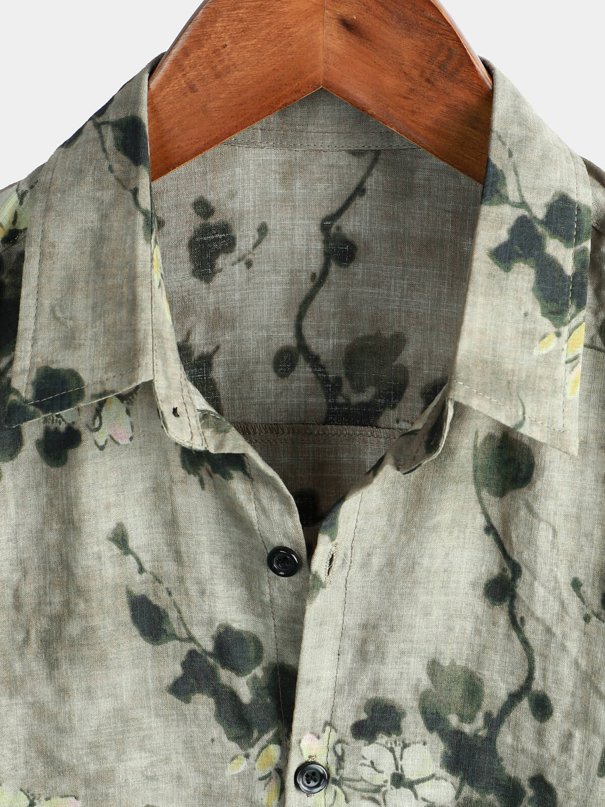 Riley – Vintage Gray Floral Cotton Button-Up Shirt