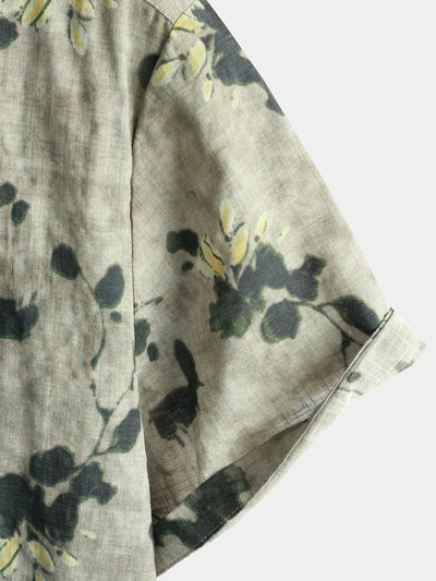 Riley – Vintage Gray Floral Cotton Button-Up Shirt