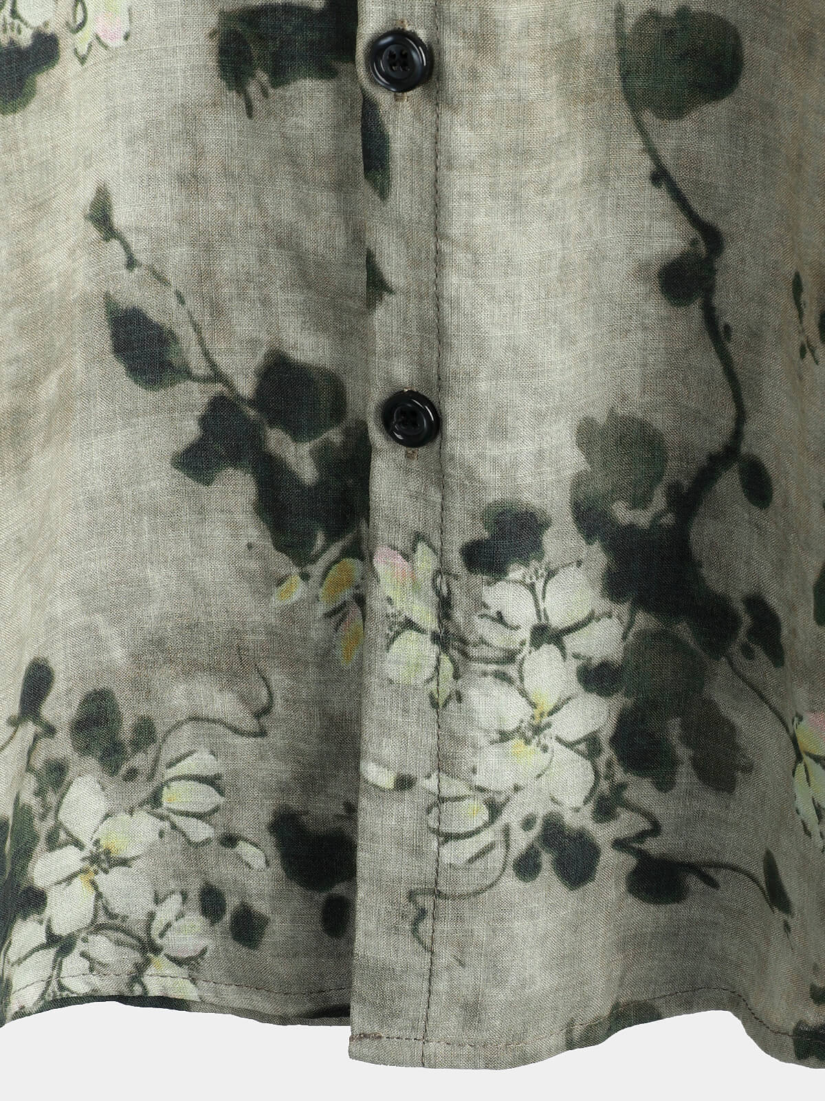 Riley – Vintage Gray Floral Cotton Button-Up Shirt