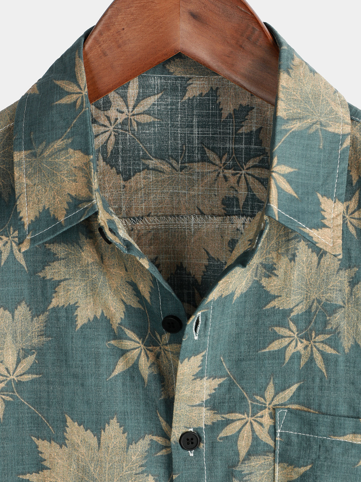 Elliott – Cotton Short Sleeve Maple Leaf Shirt with Pocket