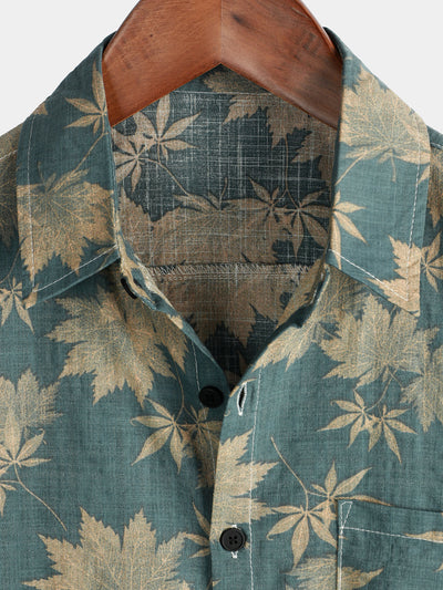 Elliott – Cotton Short Sleeve Maple Leaf Shirt with Pocket