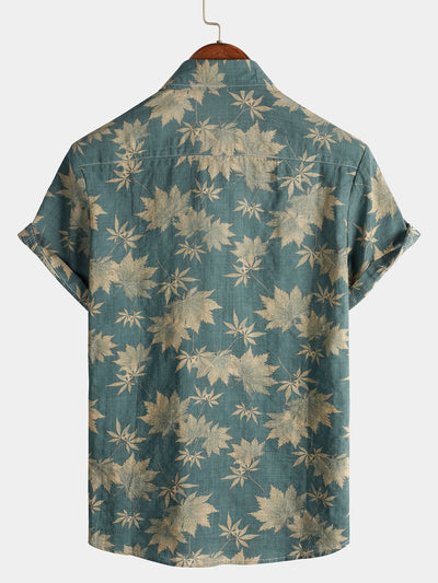 Elliott – Cotton Short Sleeve Maple Leaf Shirt with Pocket