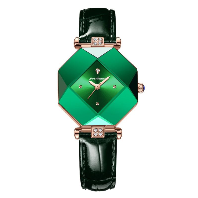 Luxury wristwatch made of green diamond quartz