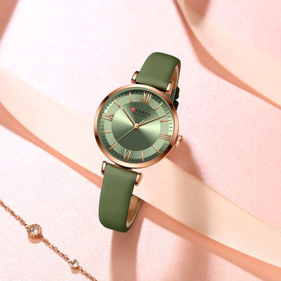 Amelia – Elegant Waterproof Leather Strap Watch with Classic Design