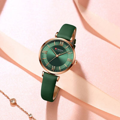 Amelia – Elegant Waterproof Leather Strap Watch with Classic Design