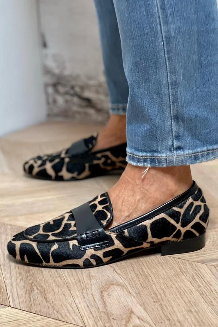 Slip-On Cow Print Loafers