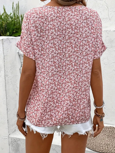 Savannah | Floral Print Notched Collar Blouse