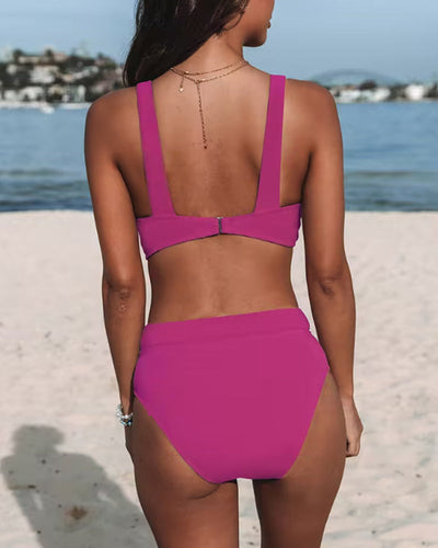 Liss - Solid Color High Waist Bikini