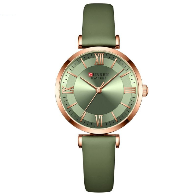 Amelia – Elegant Waterproof Leather Strap Watch with Classic Design