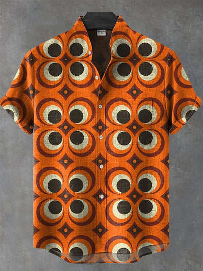 Finn – Vintage Orange Tribal Print Shirt with Lightweight Breathable Fabric