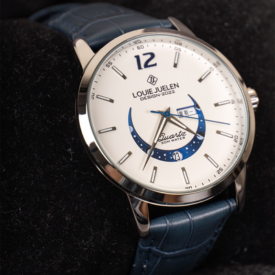 David - Timeless Moon Phase Watch with Luminous Calendar and Water Resistance