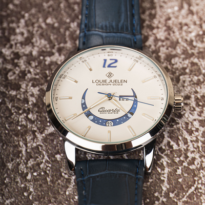 David - Timeless Moon Phase Watch with Luminous Calendar and Water Resistance