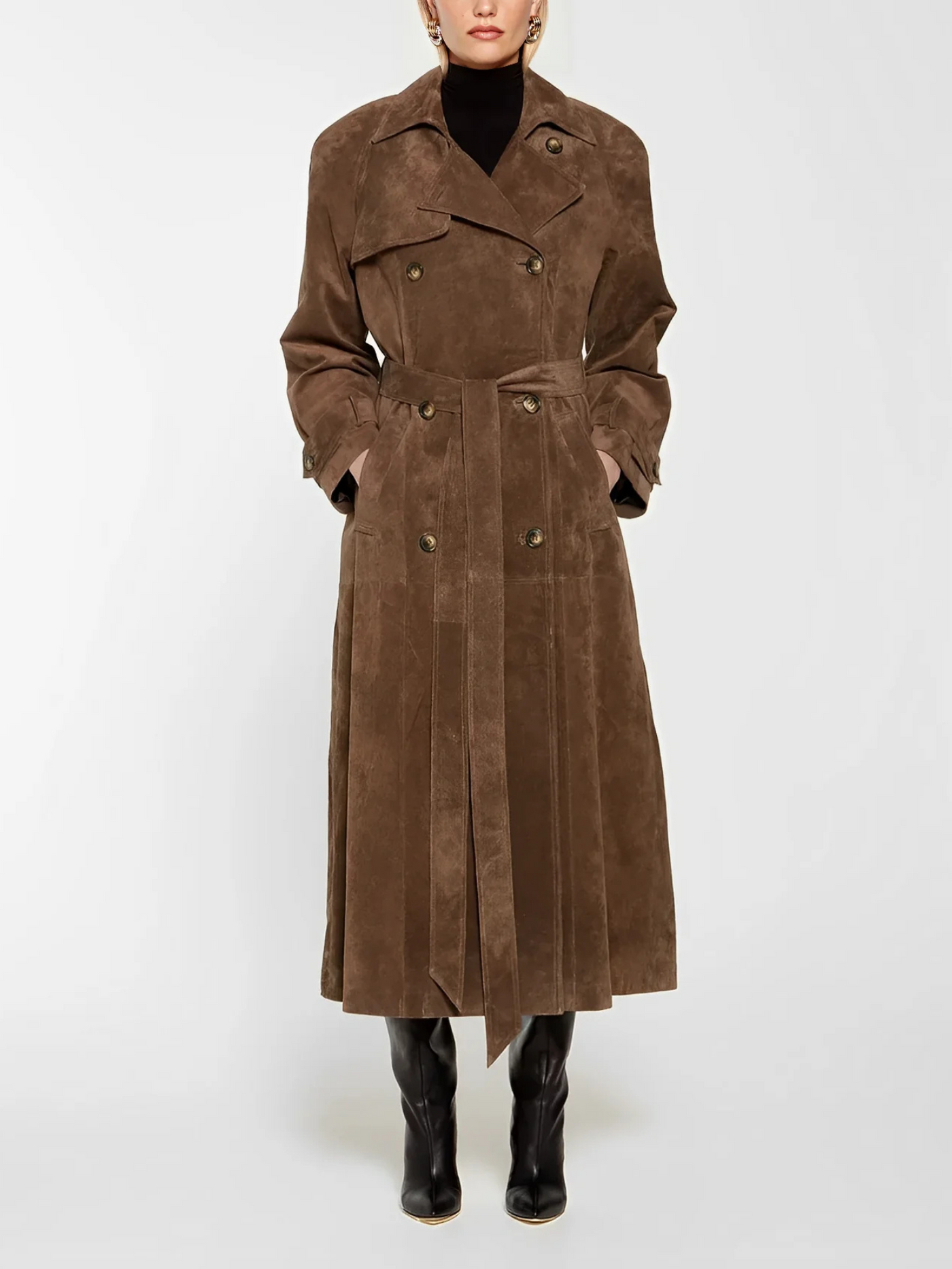 Harlow – Luxe Suede Trench Coat with Timeless Elegance