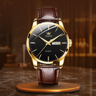 Callum – Prestige Mechanical Dress Watch with Leather Strap and Date Display