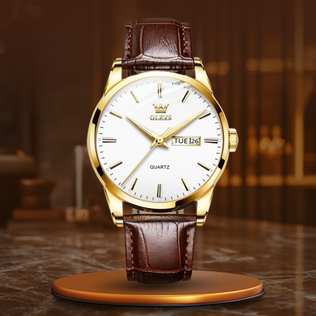 Callum – Prestige Mechanical Dress Watch with Leather Strap and Date Display