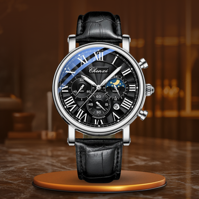 Oliver - Luxury Quartz Watch with Leather Strap and Chronograph Function