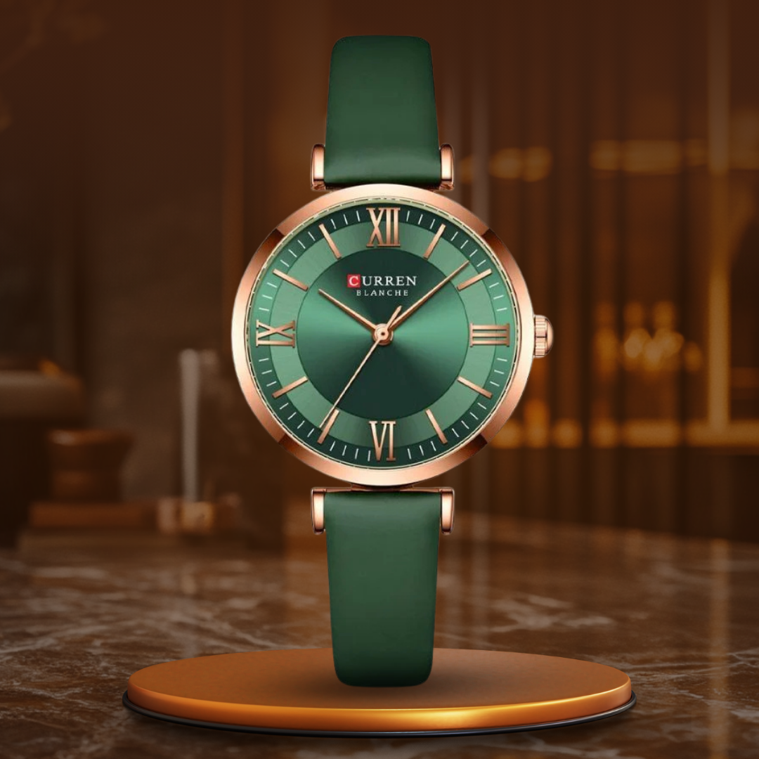 Amelia – Elegant Waterproof Leather Strap Watch with Classic Design