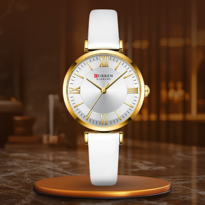 Amelia – Elegant Waterproof Leather Strap Watch with Classic Design