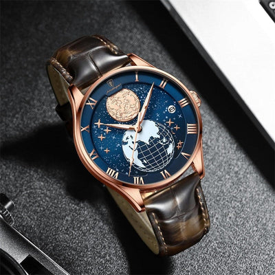 Jack - Business-Style Quartz Watch with Full Calendar and Leather Strap