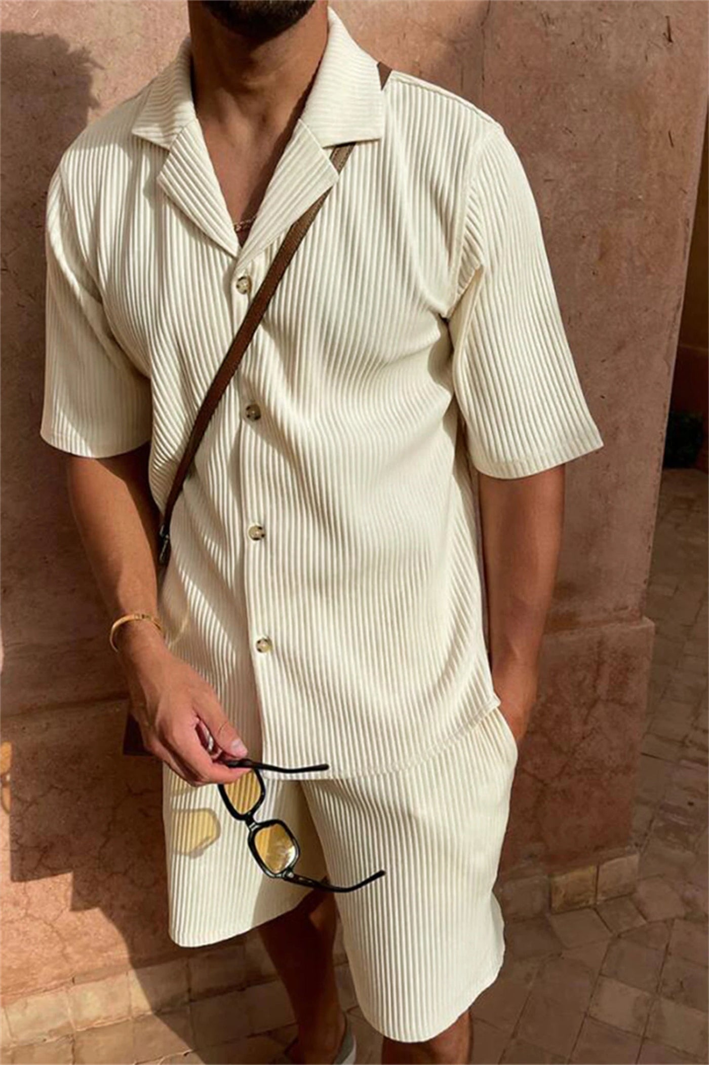 Enrique – Lightweight Summer Set with Ribbed Shirt & Breathable Shorts